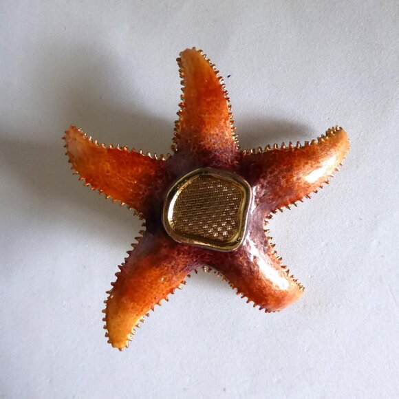 KINGSPOINT DESIGNS ENAMELED BEJEWELED STARFISH TRINKET BOX & NECKLACE (NEW BOX) - Picture 4 of 16